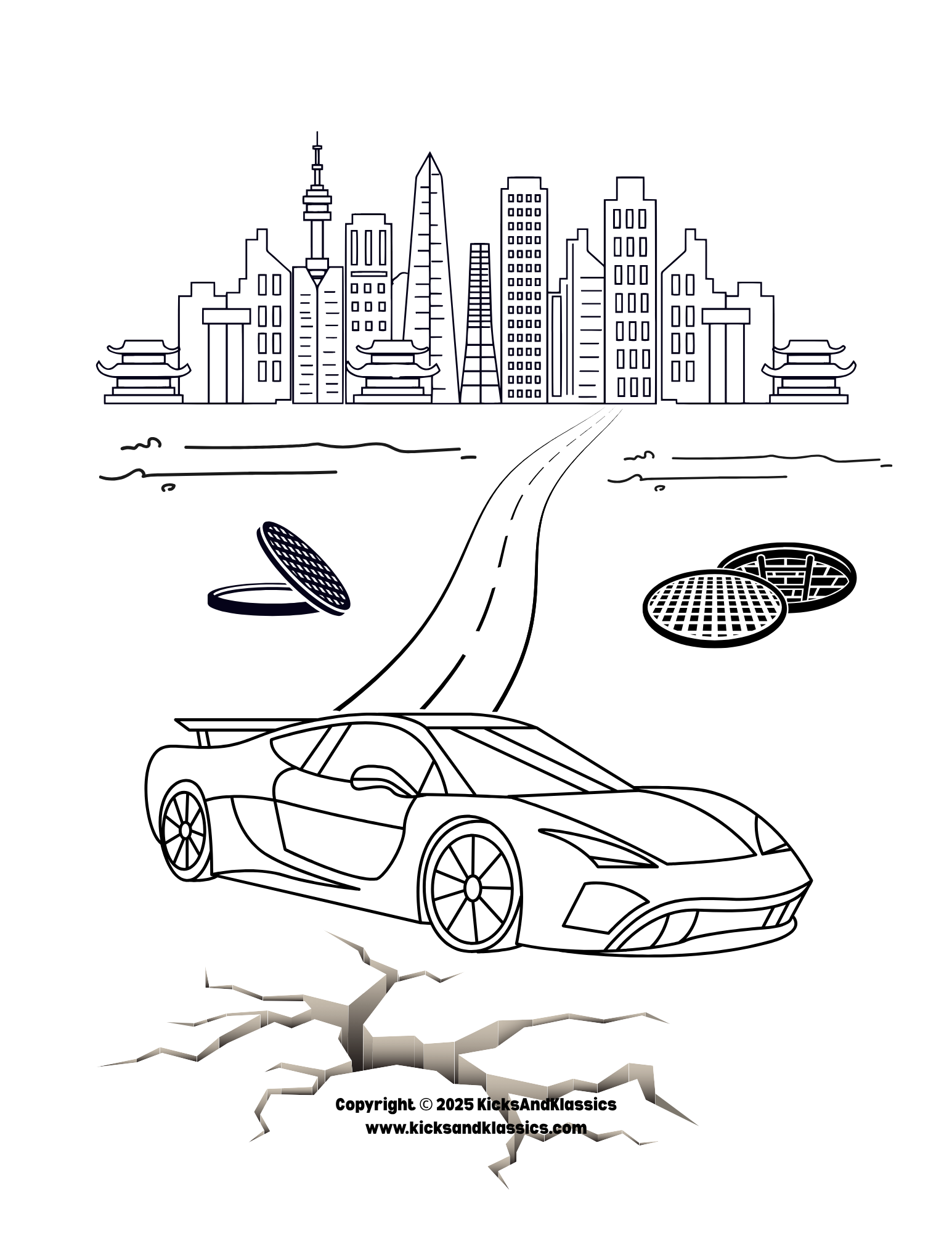 Car in the City Coloring Page