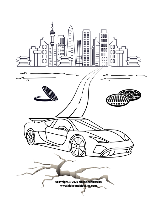 Car in the City Coloring Page